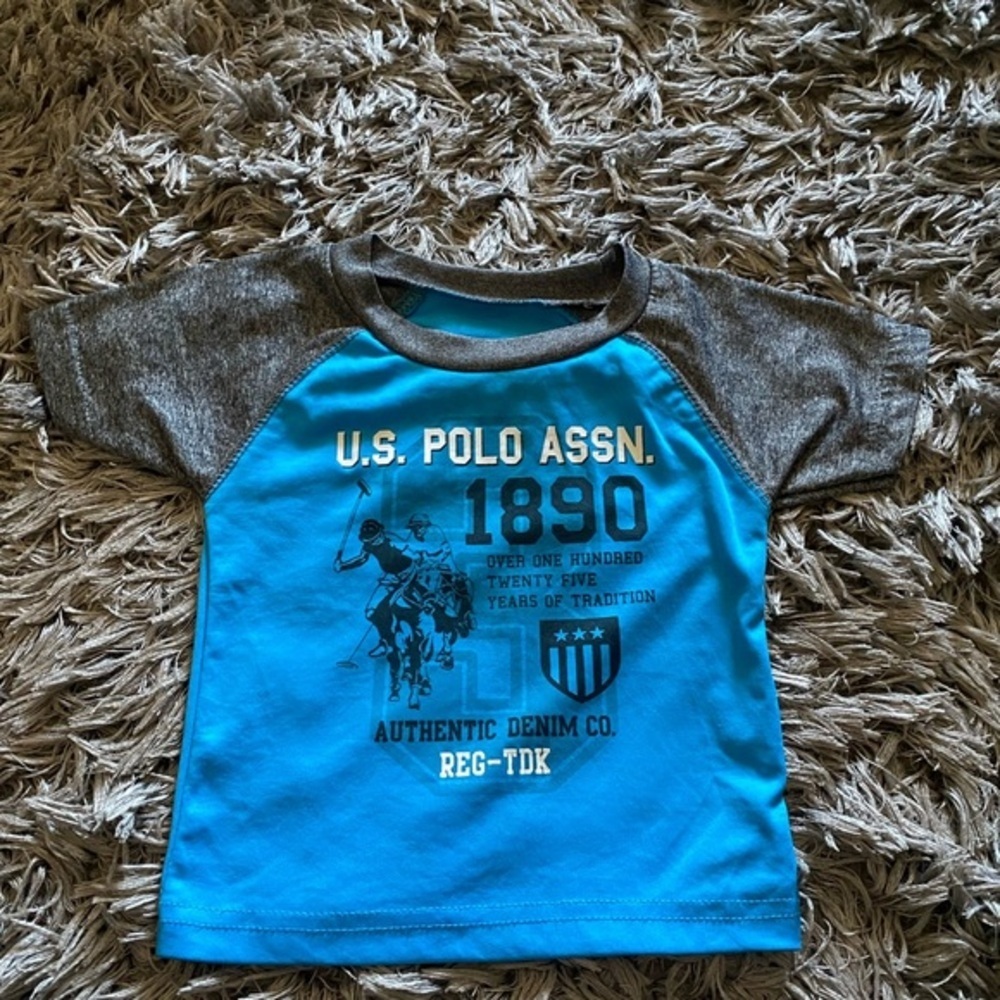 U.S. Polo Assn. Blue and Gray Kids Shirt 12M